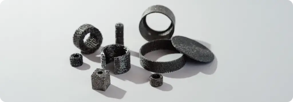 Knitted wire mesh dampers in various designs: rings, bushings, cylinders, pads, special shapes